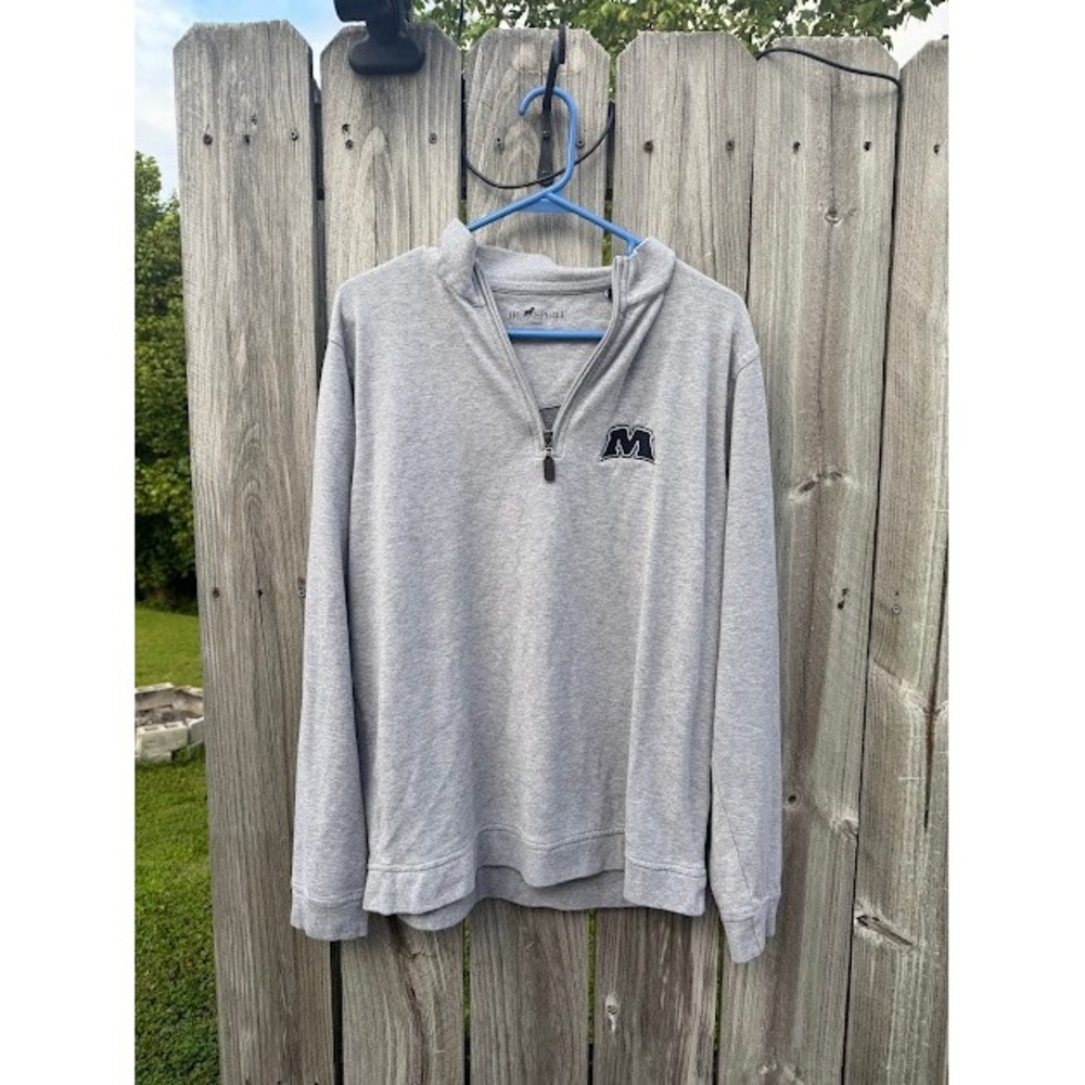 Athletic HL Sport Pullover Women Large Gray Quarter Zip Stretch Cotton Classic M